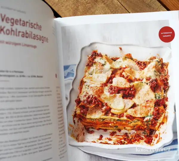 GU-Kochbuch-Matthias-Riedl-Johann-Lafer-Medical Cuisine-Rezept-vegetarische-Kohlrabi-Lasagne