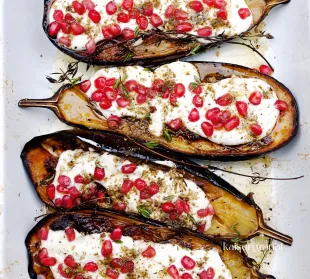 Aubergine-mit-Buttermilchsauce-Rezept-Genussvoll-vegetarisch-Ottolenghi